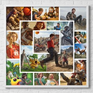 עולם של משחקי וידאו, צבעוניים ומרגשים, מביא עולמות דיגיטליים לחיים. גיבורים אגדיים, מפלצות מרושעות, ושלל הרפתקאות ממתינים לשחקנים. בואו לצלול פנימה לעולם של דמיון וחוויה בלתי נשכחת!