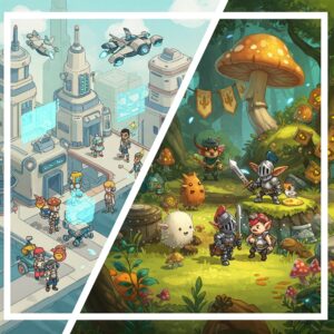 עולם משחקי הווידאו, מקום שבו דמיון ופנטזיה מתמזגים, והאפשרויות הן אינסופיות. התמונה הזו מציגה את מגוון רחב של משחקי וידאו, החל ממשחקי אקשן מהירים ועד משחקי הרפתקאות מרגשים. היא מתארת את ההתרגשות, ההתלהבות והחברות שניתן למצוא במשחקי וידאו, ואת הפוטנציאל שלהם להוביל אותנו לעולמות חדשים ומפתיעים.