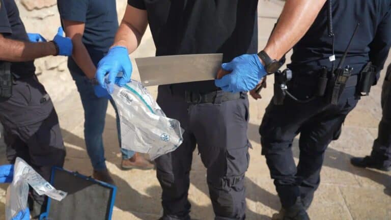 סכין הקצבים ששימשה את המחבל בפיגוע הדקירה בשער יפו