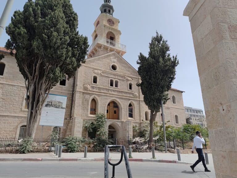 Syrian Orthodox Church of St. Ephraem in Jerusalem under scaffolding