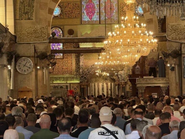 Muslim worshippers crowd Al-Aqsa Mosque in Jerusalem for Friday prayer marking the Islamic New Year after wartime closure