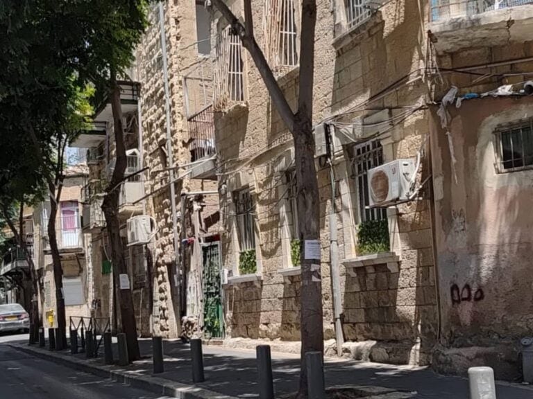 A quiet Saturday morning on Rashi Street in Jerusalem's ultra-Orthodox neighborhood during the Iran-Israel war, June 2025