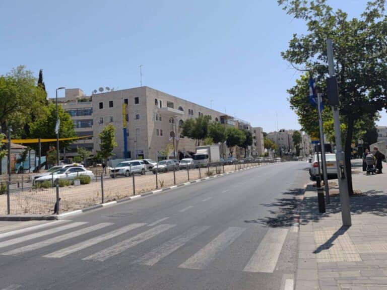 A quiet Jerusalem street on a summer Saturday, June 14, 2025