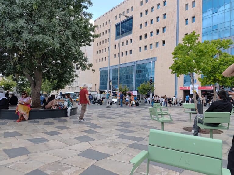 Central Jerusalem street near Navon Station on the morning of the Pride Parade