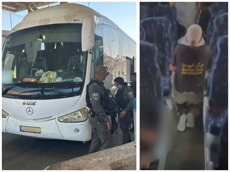 Israeli Border Police uncover 17 Palestinians hidden in a false wall inside a bus near Jerusalem