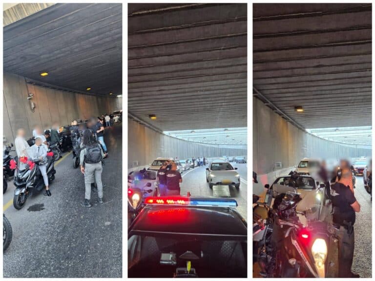 Convoy of wedding vehicles stopped by police inside Jerusalem tunnel due to road chaos