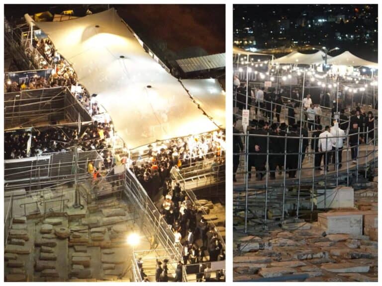 Mass pilgrimage at Mount of Olives in Jerusalem during Rabbi Chaim Ben Attar's annual Hilula