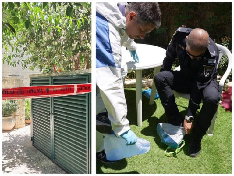 Jerusalem forensic police at murder-suicide scene in Mevaseret Zion
