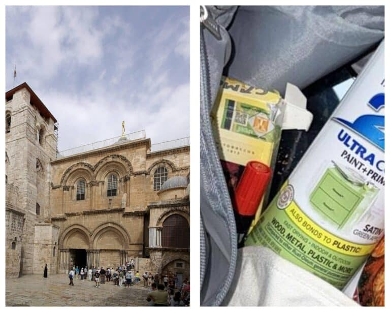 Church of the Holy Sepulchre in Jerusalem with spray can seized in suspected graffiti case