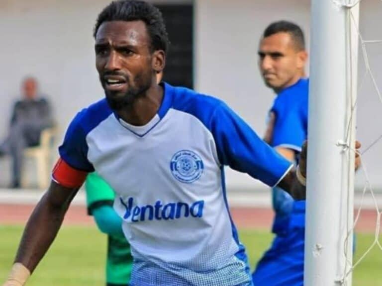 Former Palestine national football captain Suleiman al-Obeid playing for Shabab al-Amari near Jerusalem ar