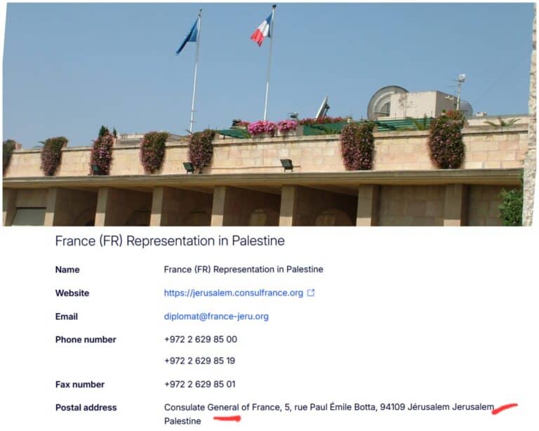 French consulate in Jerusalem shown on EU website as located in Palestine