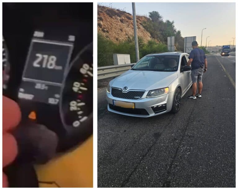 מד מהירות ברכב מציג 218 קמ"ש ומעצר נהג צעיר סמוך לירושלים