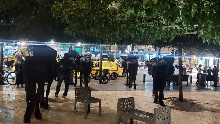 Farasi wa polisi Baitulmaqdis baada ya shambulio la risasi katika makutano ya Ramot