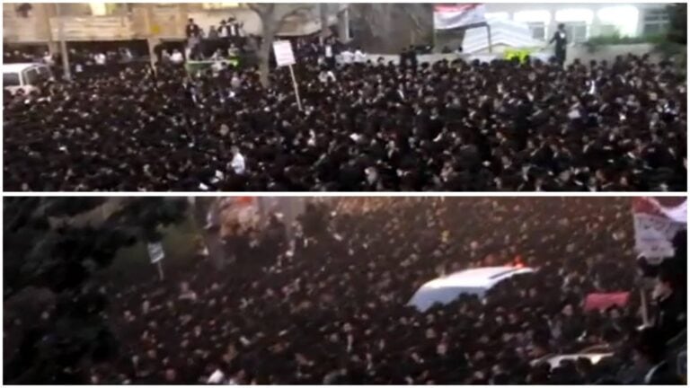 Large crowd of Haredi demonstrators during a previous mass rally in Jerusalem