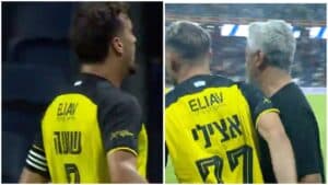 מאמן בית"ר ירושלים ברק יצחקי, וכוכבי הקבוצה ירדן שועה ועומר אצילי