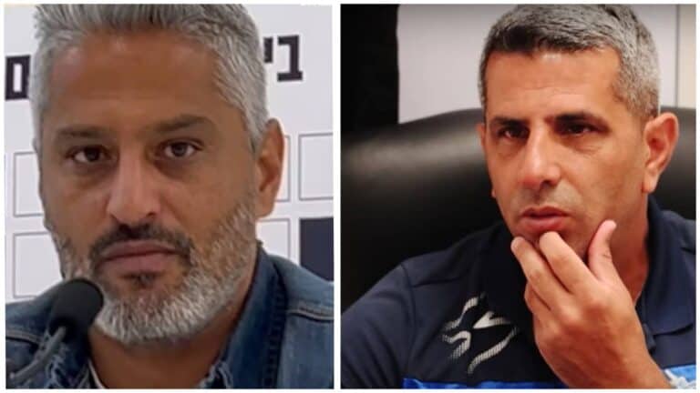 מאמן בית"ר ירושלים ברק יצחקי ומאמן בני סכנין שרון מימר