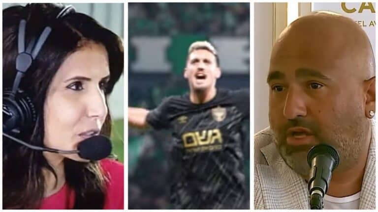 בעלי בית"ר ירושלים ברק אברמוב, שחקן בית"ר ירושלים ירדן שועה ובעלי הפועל באר שבע אלונה ברקת