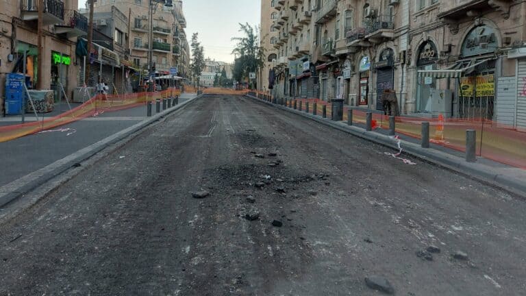 King George Street in Jerusalem during the 2025 construction pause for Sukkot