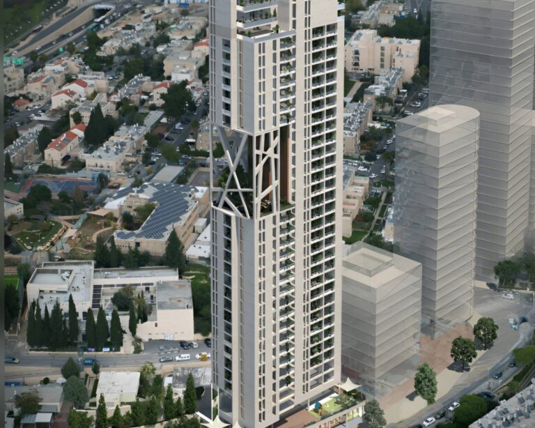 הדמיית המגדל החדש במתחם סן מרטין ורבי צדוק בגוננים בירושלים