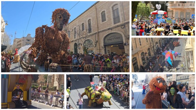 עדלאידע בירושלים מהאירוע הקודם, עם בובות ענק ותהלוכה חגיגית ברחבי העיר
