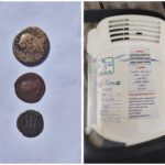 מטבעות עתיקים ומכשיר מחולל חמצן שנתפסו על ידי משטרת ירושלים