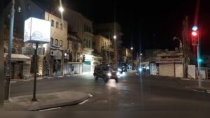 Jerusalem city center at night amid investigation into a prostitution network involving women from Brazil