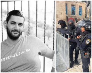 חוסאם סידר לצד כוחות משטרה בהר הבית בירושלים