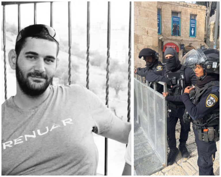 חוסאם סידר לצד כוחות משטרה בהר הבית בירושלים