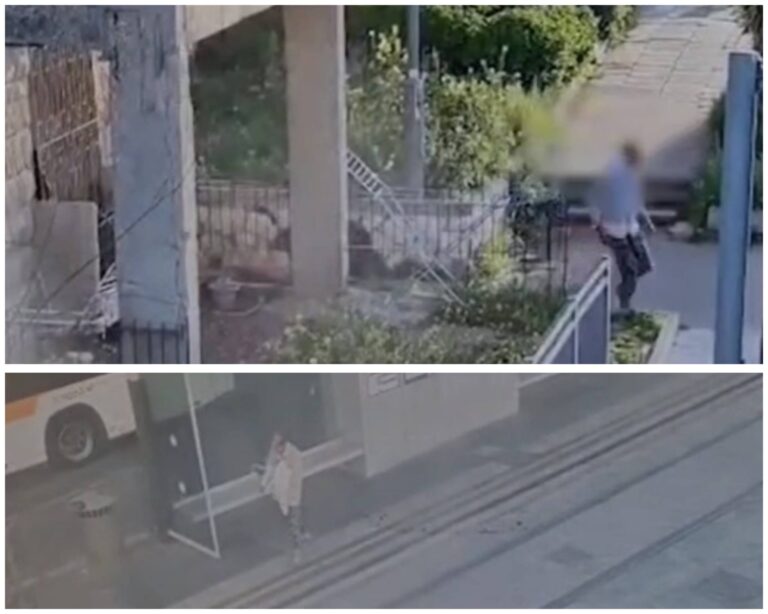 Suspect filmé après le braquage d’une femme âgée à Jérusalem pendant une sirène et la destruction des vitres d’un bus