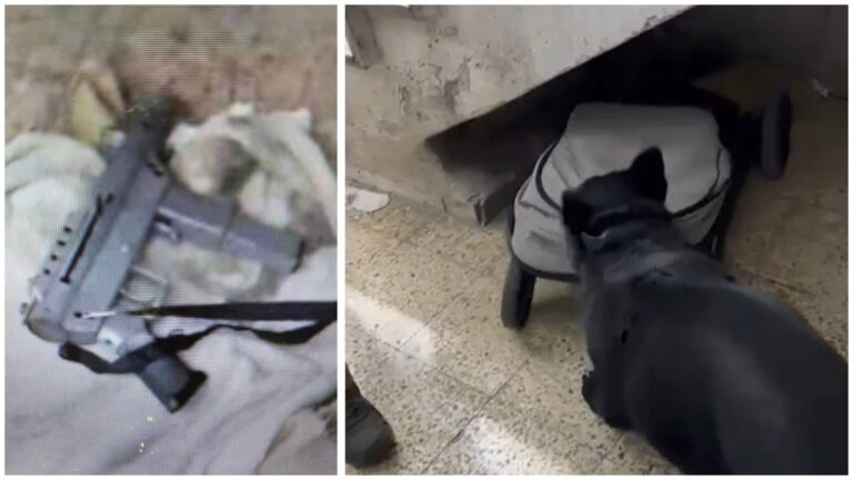 Improvised Carlo weapon hidden under a baby stroller inside a house in Wadi al-Joz Jerusalem