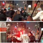 הפגנה בכיכר פריז בירושלים בלילה גשום בזמן אזעקות וטילים ברקע המלחמה עם איראן