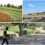 עבודות ניקיון ושתילת פרחים בירושלים לקראת פסח על רקע המלחמה עם איראן