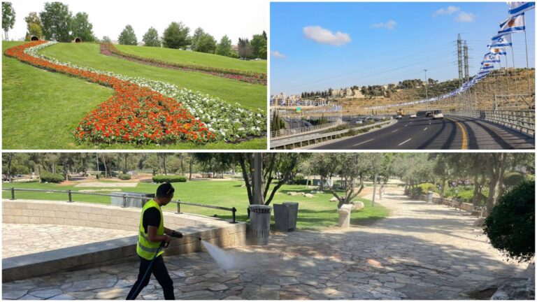 עבודות ניקיון ושתילת פרחים בירושלים לקראת פסח על רקע המלחמה עם איראן