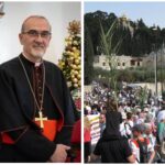 הפטריארך הלטיני של ירושלים לצד תהלוכת יום ראשון של הדקלים בהר הזיתים