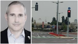 ח"כ חנוך מילביצקי לצד אזור תעסוקה בירושלים