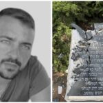 רס"מ יוסי קירמה לצד האנדרטה שנופצה לזכרו לאחר פגיעת פטיש