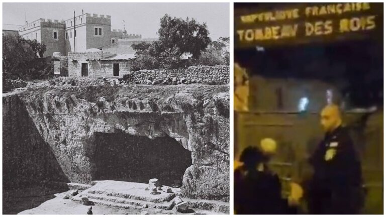 קבר המלכים במזרח ירושלים בתיעוד היסטורי לצד כוחות משטרה בפעילות לילית באזור