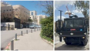 רחוב רש"י בירושלים סמוך ללשכת הגיוס וכוחות ביטחון באזור במהלך מתיחות סביב חוק הגיוס