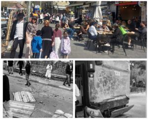שגרה בבתי קפה בירושלים מול תיעוד נזקי לחימה בקריית שמונה
