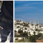 הסכין ששימשה על פי החשד לתקיפה, לצד נוף הכפר אבו גוש הסמוך לירושלים