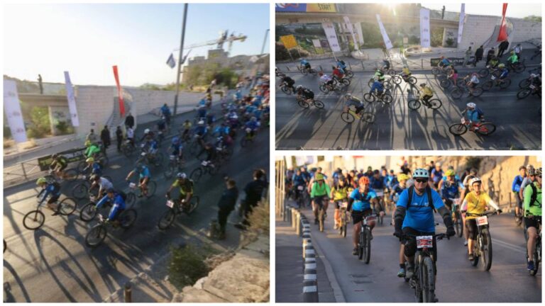 רוכבי אופניים משתתפים באירוע סובב ירושלים ברחובות העיר