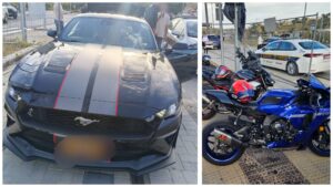 שיירת חתונה בירושלים עם רכב ספורט ואופנועים במהלך אכיפה משטרתית בדרום העיר
