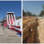 Arena PARK attractions beside roadworks and infrastructure construction in Jerusalem during the summer