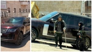 זוג החשוד בקיבוץ נדבות ליד ירושלים לצד רכב ריינג' רובר יוקרתי