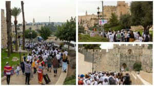 אלפי משתתפים בצעדת ירושלים המסורתית בסוכות על רקע חומות העיר העתיקה