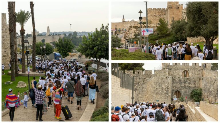 אלפי משתתפים בצעדת ירושלים המסורתית בסוכות על רקע חומות העיר העתיקה