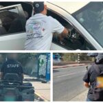 Jerusalem District Police traffic enforcement operation in Abu Ghosh and Mevaseret Zion, with officers inspecting vehicles and motorcycles