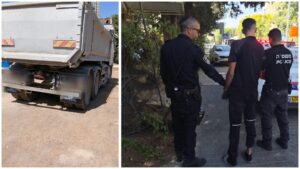 משאית המעורבת בתאונה הקטלנית ברחביה בירושלים